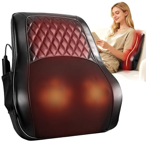 ALLJOY Back Massager with Heat, Electric Shiatsu Massage Pillow with LCD Display, 4 Modes & 3 Intensities Deep Tissue Kneading for Lower Back, Neck, Shoulder, Leg, Ideal Gifts for Men, Women