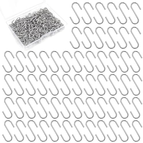 DGN 200 unités Mini crochets en S, 2 mm, petits crochets en S, crochets de drainage en S pour Opbergdoos, petits crochets métalliques réutilisables en S, à suspendre, pour bijoux, pendentifs