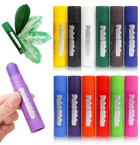 Yolkify 12 Colors Tempera Paint Sticks, Washable Paint Sticks for Children, Twist Up & Down, Quick-Drying and Non-Toxic Art Supplies Washable Paints for Kids Student Artist Drawing & Creative Crafts