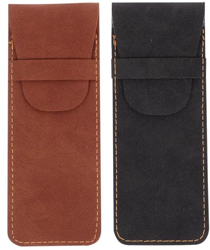 Stiftehüllen 2 Stück-pack aus Pu Leder für Schreib und Kugelschreiber | Leicht, Praktisch und Einfach zu Tragen, für Büro und College, Schlichtes Design