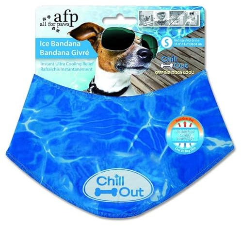 All For Paws Chill Out - Always Be Cool Ice Cooling Bandana Dog Neck Scarf - High Tech S-L - Cooling Without Refrigerator