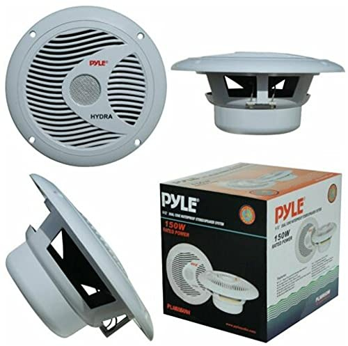 Pyle 2 PLMR60W 18 cm 180 mm doppelkonus weiß Lautsprecher wasserdicht für Meer Schwimmbad Boot Hotel Restaurant Pub 75 watt rms 150 watt max, pro Paar