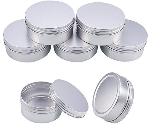 BENECREAT 5 Stücke 250 ml Aluminium Zinn Gläser, Runde Aluminium Blechdosen Kosmetische Behälter mit Schraubdeckel Deckel für DIY Handwerk Salve Kerze Reise Lagerung-Platin