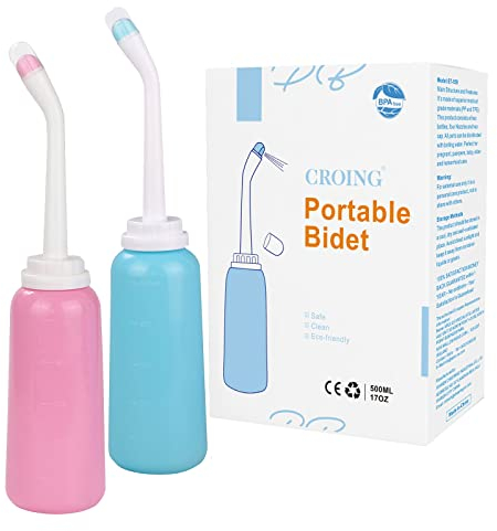 CROING-2 pcs Botella de Bidé Sanitario de 500 ml para Viajar con Bolsa