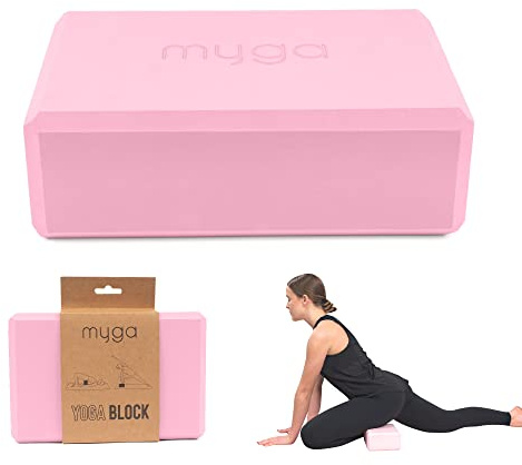 Myga Yoga Block | Rutschfest & Leicht | Support bei Yoga und Pilates Übungen | Ideal für Anfänger & Fortgeschrittene | 23 cm x 14,5 cm x 7,7 cm | Rosa