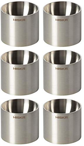 Hiska E-100 Eierbecher Edelstahl 6er Set, rostfrei, Design, handgeschliffen, made in Germany