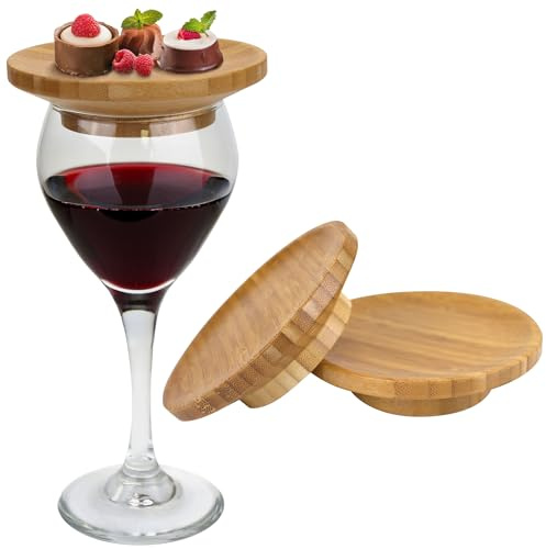 BambooMN Bambus-Untersetzer/Weinglas-Topper, 10,2 cm, vertikaler Schnitt, rund, 4-teiliges Set
