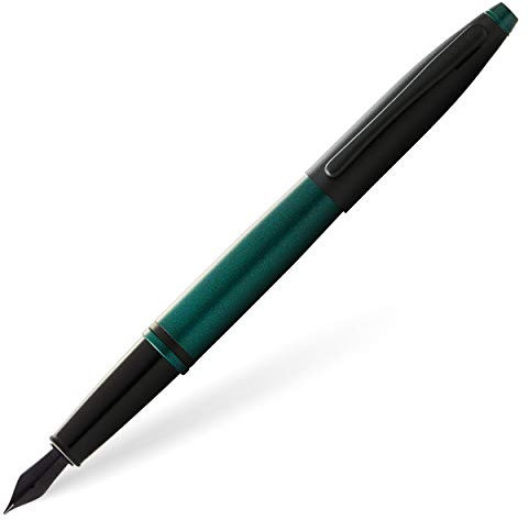 Cross Calais Matte Green F Nib Fountain Pen with Black Ink Cartridge and Premium Gift Box