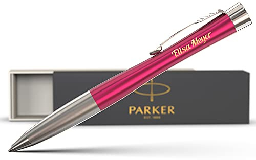 Parker Kugelschreiber mit Gravur personalisiert Urban - Magenta | hochwertiger Kugelschreiber blauschreibend, edle Stifte mit Namen, Geschenke für Frauen