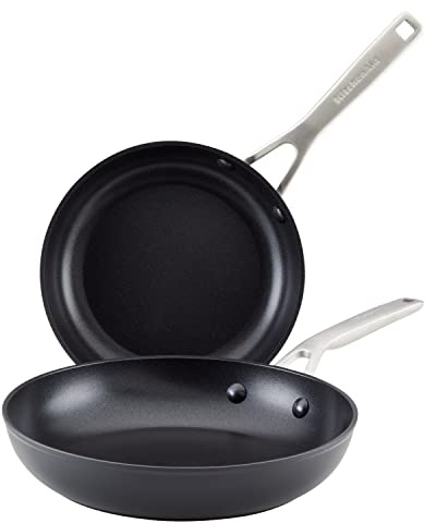 KitchenAid 80193 Lot de poêles à frire antiadhésives en aluminium anodisé dur pour induction Noir mat