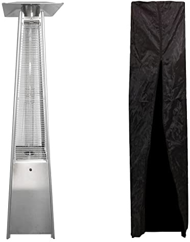 Happy Garden Parasol Chauffant au gaz Stockholm 13kW en INOX + Housse de Protection