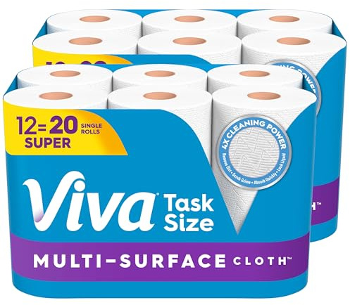 Viva Multi-Surface Cloth Paper Towels, Choose-A-Sheet Size, 12 Super Rolls, 81 Sheets per Roll (Packaging May Vary)