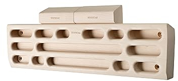Whiteoak Hangboard aus Holz 50x12,5x4,4cm Klettern Trainingsboard I Fingerboard für Kletter und Bouldering Training Mit Zubehör: 1 Paar Sloper 20° (Einfach)