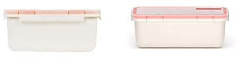 Valira Porta alimentos - Contenedor hermético de 1 L hecho en España, color blanco & Porta alimentos - Contenedor hermético de 0,75 L hecho en España, color blanco