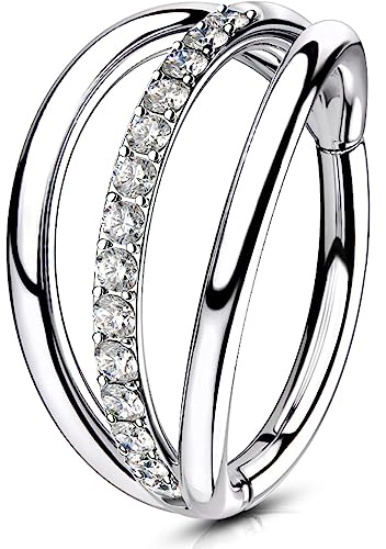 OUFER Body Piercing Helix Ohrring Hoop 16G 8/10/12mm Orbital Conch Ring Tragus Daith Piercings Schmuck CZ Rook Snug Hinged Clicker 316L Chirurgenstahl Knorpel Hoop Ring