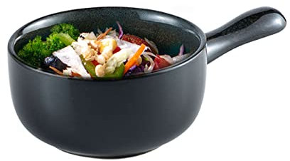 Ceramic Ramen Bowls,Porcelain Bowls for Soup,Soup Mug Bowls,Handle Onion Soup Bowl 22oFruit Bowl Retro Ceramic Bowl Handmade Round Soup Bowl Soup Bowl Salad Noodle-Green (Color : Green) ( Color : Blac