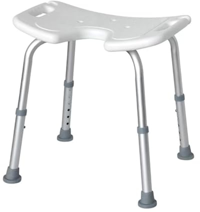 Ortopal - Sgabello Doccia Anziani [FORO A U] - Sedia Per Doccia Anziani, Disabili - Forma Rettangolare, Piedini e Sedile Antiscivolo, 6 Altezze, Peso Massimo 120 kg, Dimensione Seduta 33x48cm