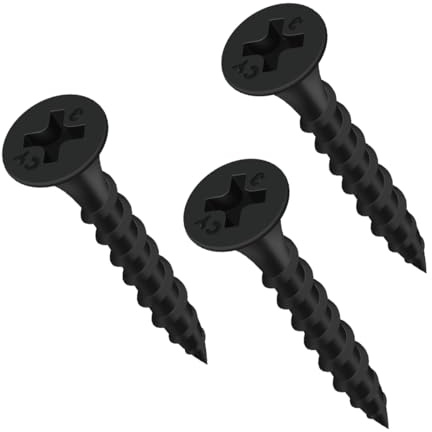 BOUMVID Snabbstängningsskruv M3,5 x 25 mm, 200 stycken snabbbyggande skruvar, svart, grov gänga, trä, gipsskivor, gipsskivor, gipsskivor, gipsskivor, riggipsplattor