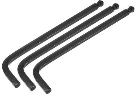 uxcell 3pcs 8mm Ball End Hex Key Wrench, Metric L Shaped Long Arm CR-V Repairing Tool for Bikes Furniture Repair, Black