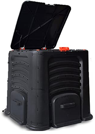 Compost Bin Outdoor Compost Bin, 105 Gallon (400 L) Large Outdoor Composting Box with Top Flip Lid and 4 Bottom Exit Door, BPA Free Material, Grass Food Trash Can Composter Barrel for Garden Yard, Eas