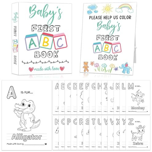 Baby's First ABC Book Baby Shower Activity Keepsake Game, ABC Coloring Baby Shower Guest Book Alternative, Baby's First Alphabet Coloring Book, Alphabet A to Z Coloring Pages