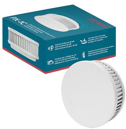 Pyrexx PX-1C Détecteur de fumée sans Fil, Pile de 10 Ans, Support magnétique sans perçage et clignotement des LED, certifié Selon Le Label Q, Blanc, Lot de 5