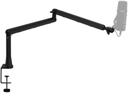 CHOYUE Microphone Boom Arm Low Profile Adjustable Stick Microphone Arm Stand with Desk Mount Clamp Screw Adapter Cable Management Metal Mic Boom Arm for Podcast Streaming Gaming Studio