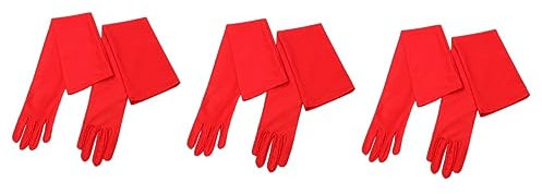 GALPADA 3stücke Lange Elbow-handschuhe Für Hochzeiten Und Formelle Anlässe Elastisches Material Rote Hochzeitshandschuhe Ergänzung Für Brautkleider Und Abendgarderobe