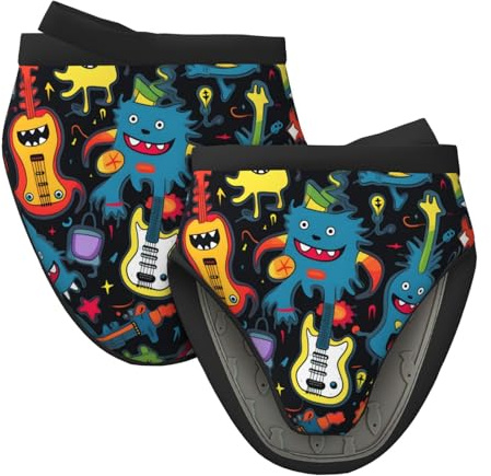 Mexpekil Guitar Graffiti Oven Gloves Heat Resistant Oven Mitts Silicone Oven Glove Kitchen Mini Oven Gloves for Cooking Baking Grilling Barbecue 1 Pair