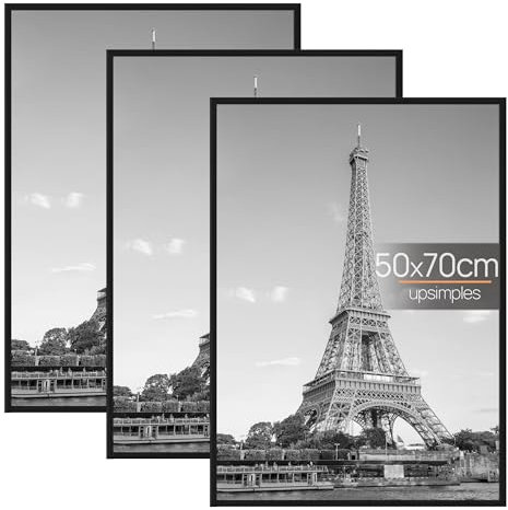 upsimples 3 Pack Bilderrahmen 50x70, 50x70 cm Posterrahmen Schwarz für Fotogalerie, Einschubstreifen, Horizontale oder Vertikale Wandmontage
