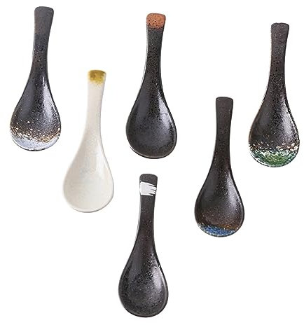 Cabilock Set Di 6 Cucchiai Da Zuppa in Ceramica in Stile Giapponese Cucchiai Riutilizzabili Per La Cucina Di Casa Casuale