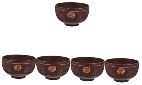 Gatuida 5pcs Wooden Salad Bowl Lid Large Serving Bowl for Fruit and Bread Wooden Set