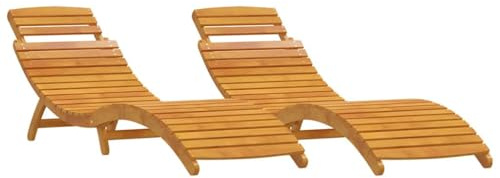 vidaXL Lettino Prendisole 2 PCS Marrone 55 x 184 x 64cm, Lounge Moderno per Esterni, reclinabile Regolabile, Seduta Resistente a Bordo Piscina, Sedia Pieghevole in Acacia