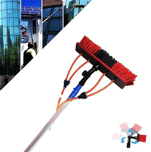 Kit de nettoyage de vitres. Brosse de fenêtre 10m, nettoyeur de panneaux solaires, nettoyeur de toit de véranda, équipement de lavage facile à installer, alimentation en eau pratique(30cm Brush,5m sil