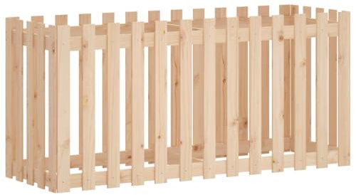 Hochbeet aus massivem Kiefernholz 150x50x70 cm | Lattenzaun-Design | Unbehandelt & langlebig | Ideal für Gartenpflege & Gemüseanbau