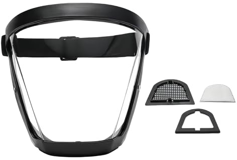 Anti-Fog Full Face Shield for Grinding & Cutting, Reusable Safety Mask with Adjustable Headband, Wide View Clear Visor for Dust/Debris Protection - Outdoor Work, Lawn Mowing, Woodworking (7.28x6.69in)