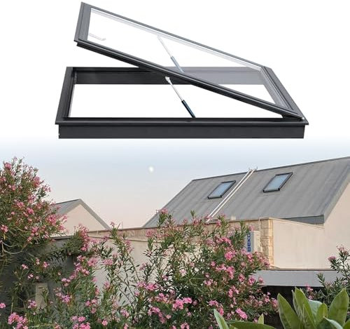 Cxllisionary Maßgeschneiderte Dachfenster mit gehärtetem Glass – Hochdichtes Kellerfenster, wasserdicht für Dachboden/Sonnenraum/Dachluke(45°,LxW 50x50cm/19.7x19.7in)