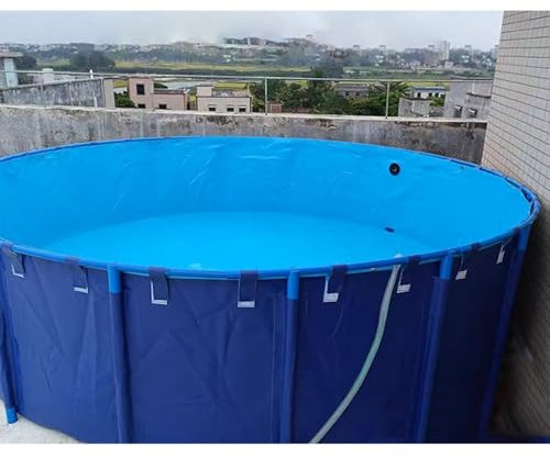 piscinas desmontables grandes Estanque de acuario for peces koi - Piscina elevada de lona de PVC con válvula de drenaje y estructura de PVC, piscinas elevadas redondas de verano(1.2x1 m/3.9 x 3.3 ft)