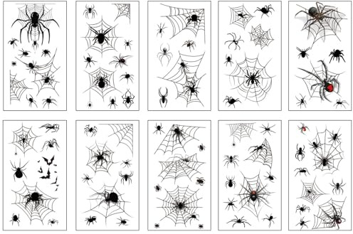 Halloween Spider Web Temporäre Tattoos | Halloween Gesicht Tattoos Realistische 3D Spider Web Fake temporäre Tattoo für Kinder Halloween Temporäre Tattoos
