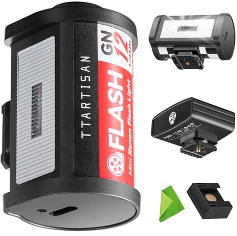 TTARTISAN M01 Mini Flash Speedlite avec déclencheur sans Fil J01, portée 3m, GN12, 5600K ± 200K, Batterie intégrée, 4 Niveaux de Puissance, Griffe Porte-Accessoire pour Canon, Fuji, Sony, Nikon