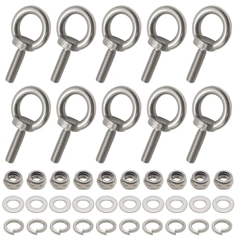 MospdyGear 10PCS Eye Bolts with Nuts, M8 x 30mm Eye Bolt, Sturdy Stainless Steel Lifting Ring, Versatile Accessory for Heavy Lifting and Fixation