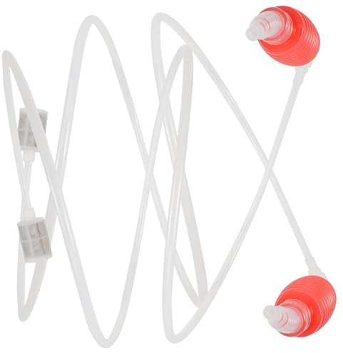 HEALEEP 2pcs Wine Making Siphon Hose with Filter Tubing, Professional Homebrew Transfer Tool for Brewing and Bottling, Red Manual Pump Syphon Tube for Home Wine Siphoning