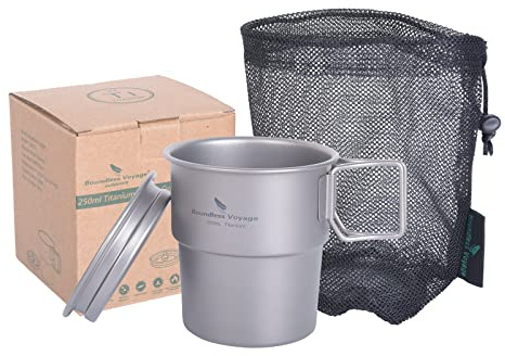 Boundless Voyage Titan campingmugg bärbar stapelbar utomhuskopp vatten kaffekopp med lock Ti-3051-D