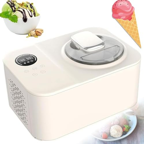 XCSCUK 1200ml Gelatiera, Gelatiera Automatica, con Pannello di Controllo Touchscreen, per Ricette Familiari a Casa
