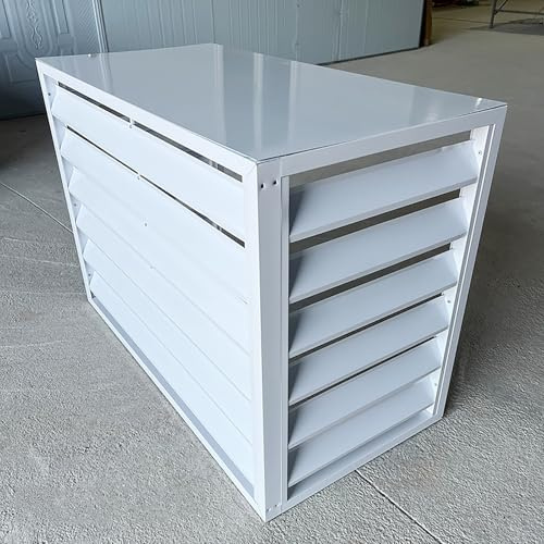 Copri Condizionatore Da Esterno In Alluminio Con Copertura Superiore, Griglia Per Pompa Di Calore, Schermo Per La Privacy Recinzione, Supporto Per Fiori(White,100x50x70cm)