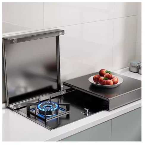 QSTGX Copertura per Fornello A Gas 2 Fuochi da Esterno Coperchio Piano Cottura 4 Vassoio per Piano di Lavoro in Cucina lavello, Camper e fornelli elettrici/a Gas(D-3.0 MM,48x35x9cm)