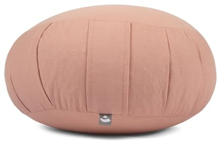 Bodhi Meditationskisse Zafu ECO | Klassisches Traditionelles Yogakissen Rund mit Dehnfalten | Bezug aus 100% Bio-Baumwolle | Hohes Yoga Sitzkissen mit Bio Dinkelfüllung | Sitzhöhe 19 cm