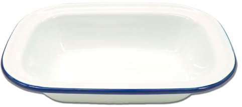 Zenker Enamel Large Pie Dish, Vintage Design Baking and Roasting Tin 25.8cm | For Roasts, Pies and Pastries, Lightweight, Easy to Clean, Air Fryer Compatible, PTFE & PFOA Free, 25.8x19cm, White and Blue