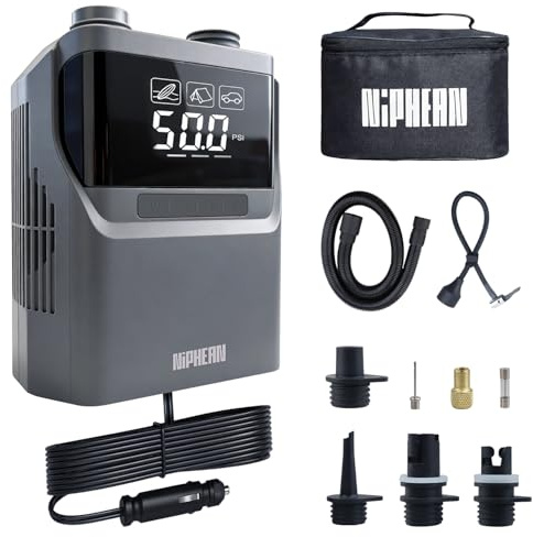 Niphean Gonfiatore Elettrico Portatile con Cavo 12V (Extra Lungo) 300cm, 50 PSI Pompa Elettrica SUP per Materasso Gonfiabile&Auto, Gonfiatore SUP per Gonfiaggio&Sgonfiaggio, Pompa SUP con Borsa