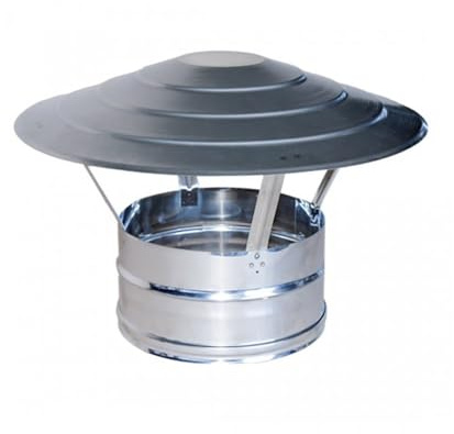 Comignolo Cinesino Circolare Anti-Pioggia, Acciaio Inox, Diametro 250mm, Terminale Statico per Canne Fumarie